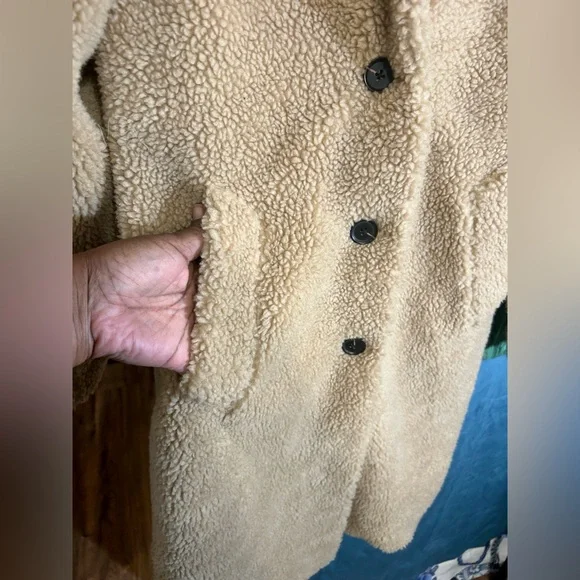 Abercrombie & Fitch Tan Sherpa Jacket w Pockets: New No Tags - Picture 4 of 8